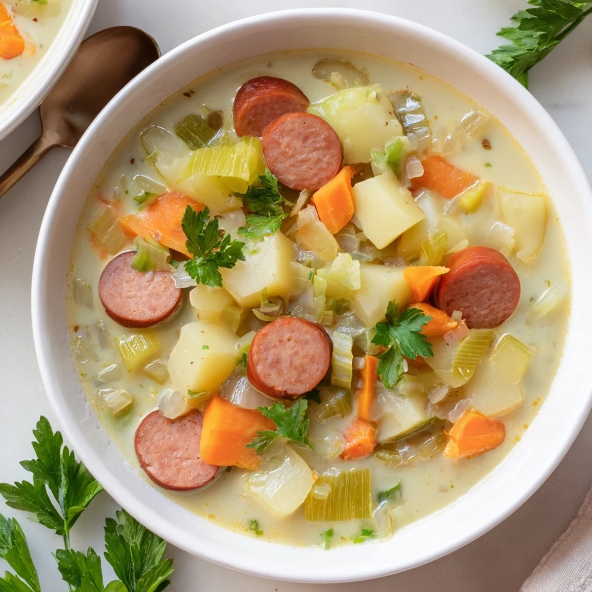 Herzhaftes Kartoffelsuppe-Rezept mit würzigen Wiener Würstchen für gemütliche Abende.
