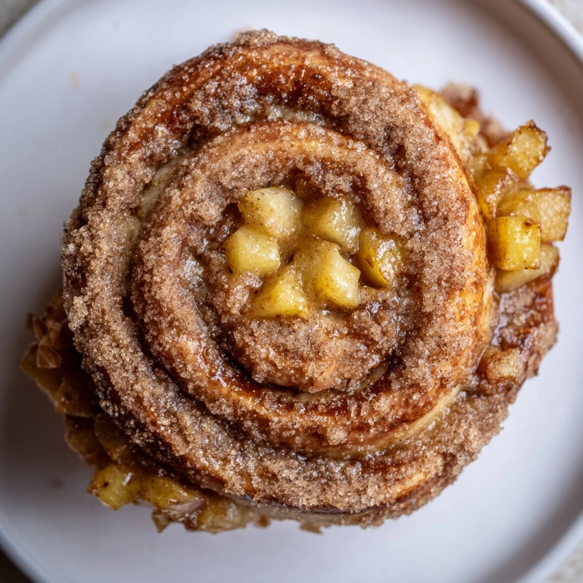 Golden-brown German apple fritter rolls, dusted generously with cinnamon sugar, ready to eat.