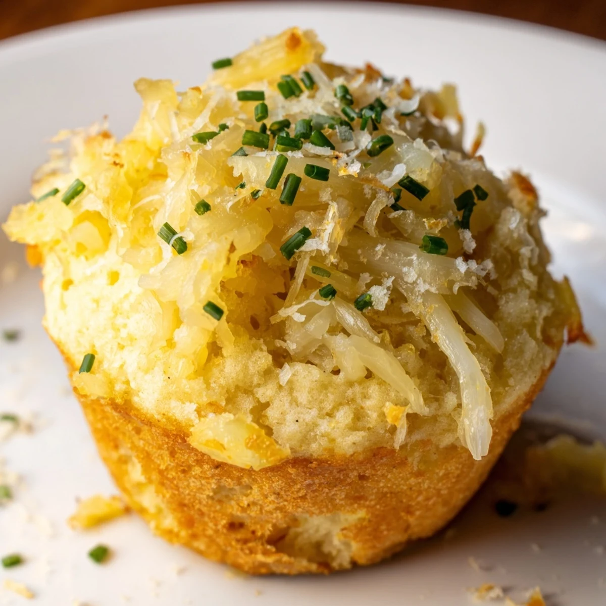Golden brown German Style Savoury Muffins, filled with cheese and onion, ready to be enjoyed.