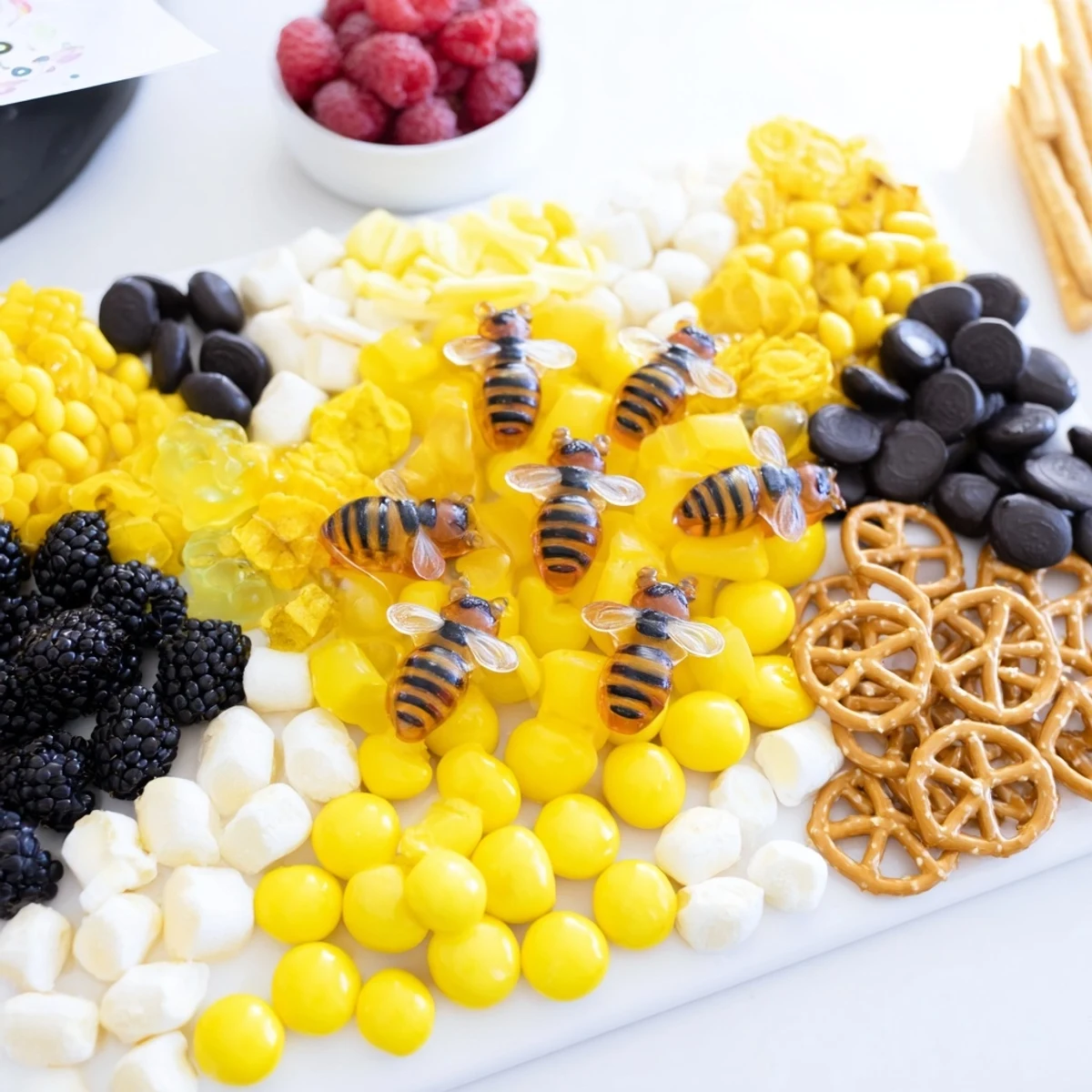 Bumblebee Candy Board bursting with bright colors and textures, a perfect party dessert.