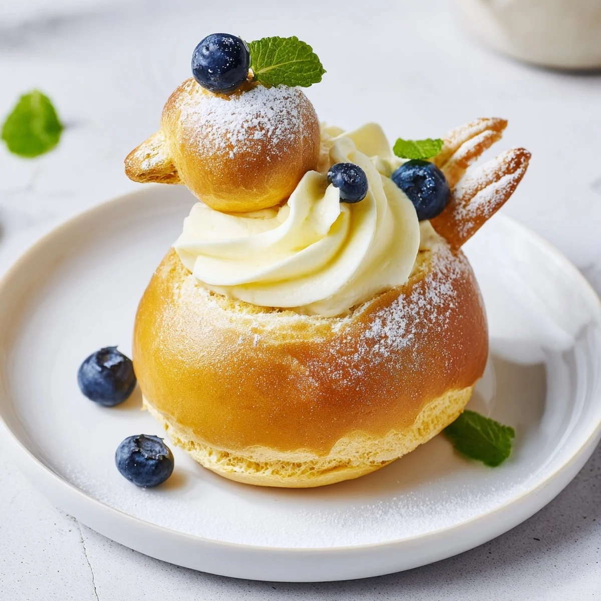 A platter of Plateau Cygne Pâtisseries Aériennes, delicate airy pastries perfect for tea, with berries.