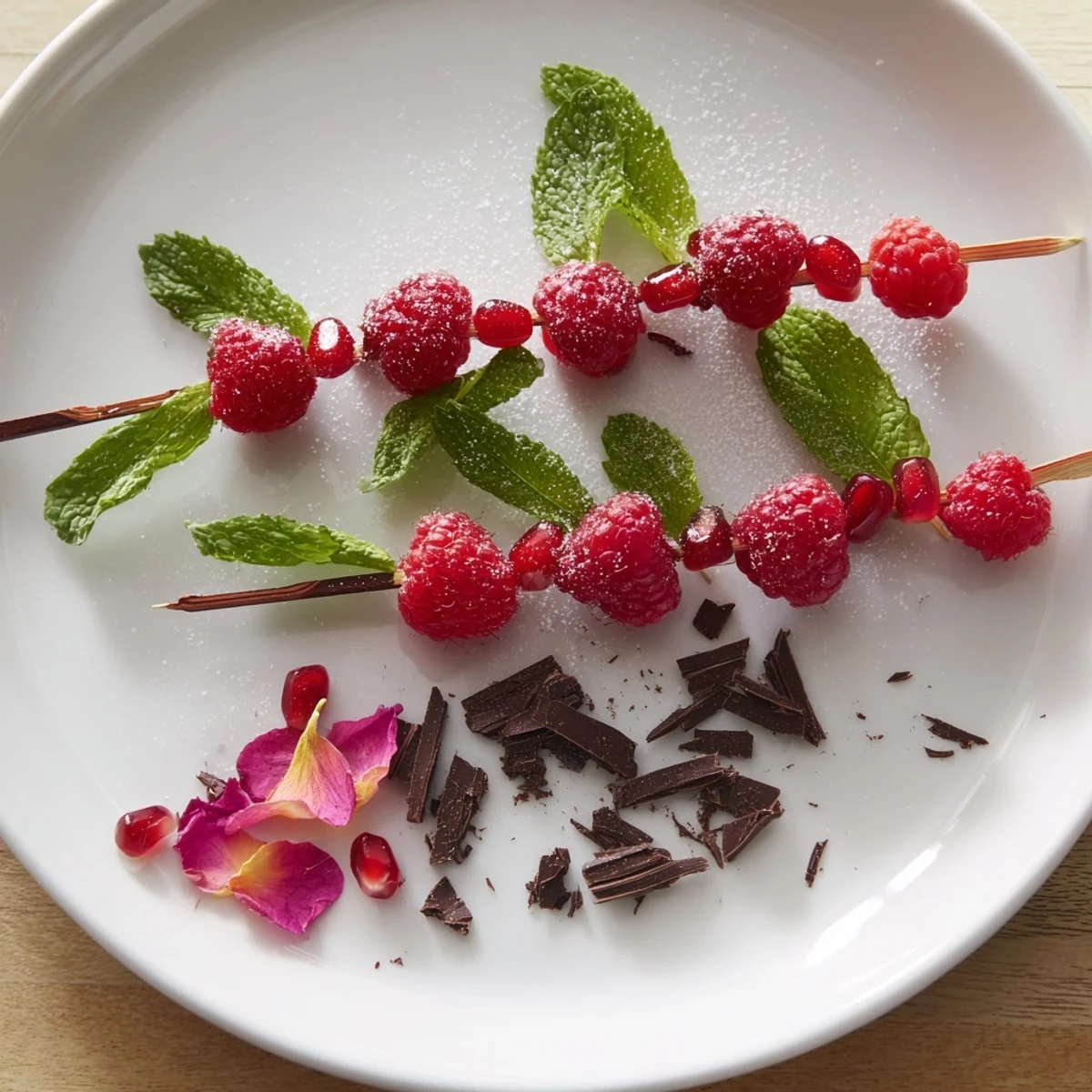 Baisers de Minuit cocktail garnishes, ready to elevate drinks with elegant fruit and chocolate shavings.