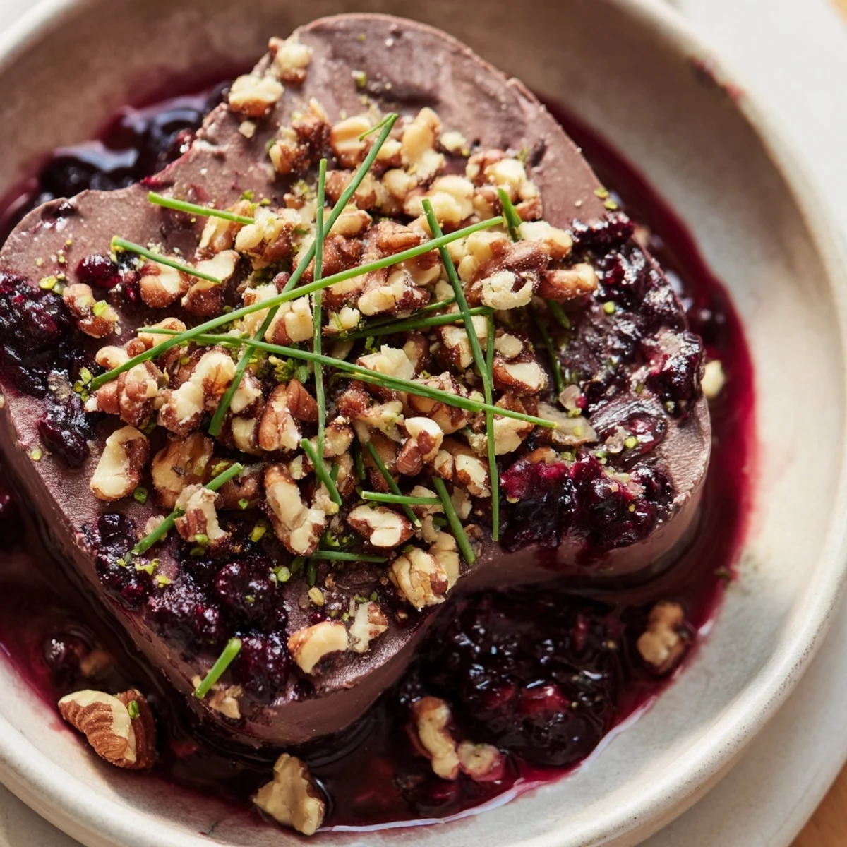 Velvet Underground appetizer: creamy pâté layers swirled with fig jam, topped with crunchy toasted nuts and herbs.