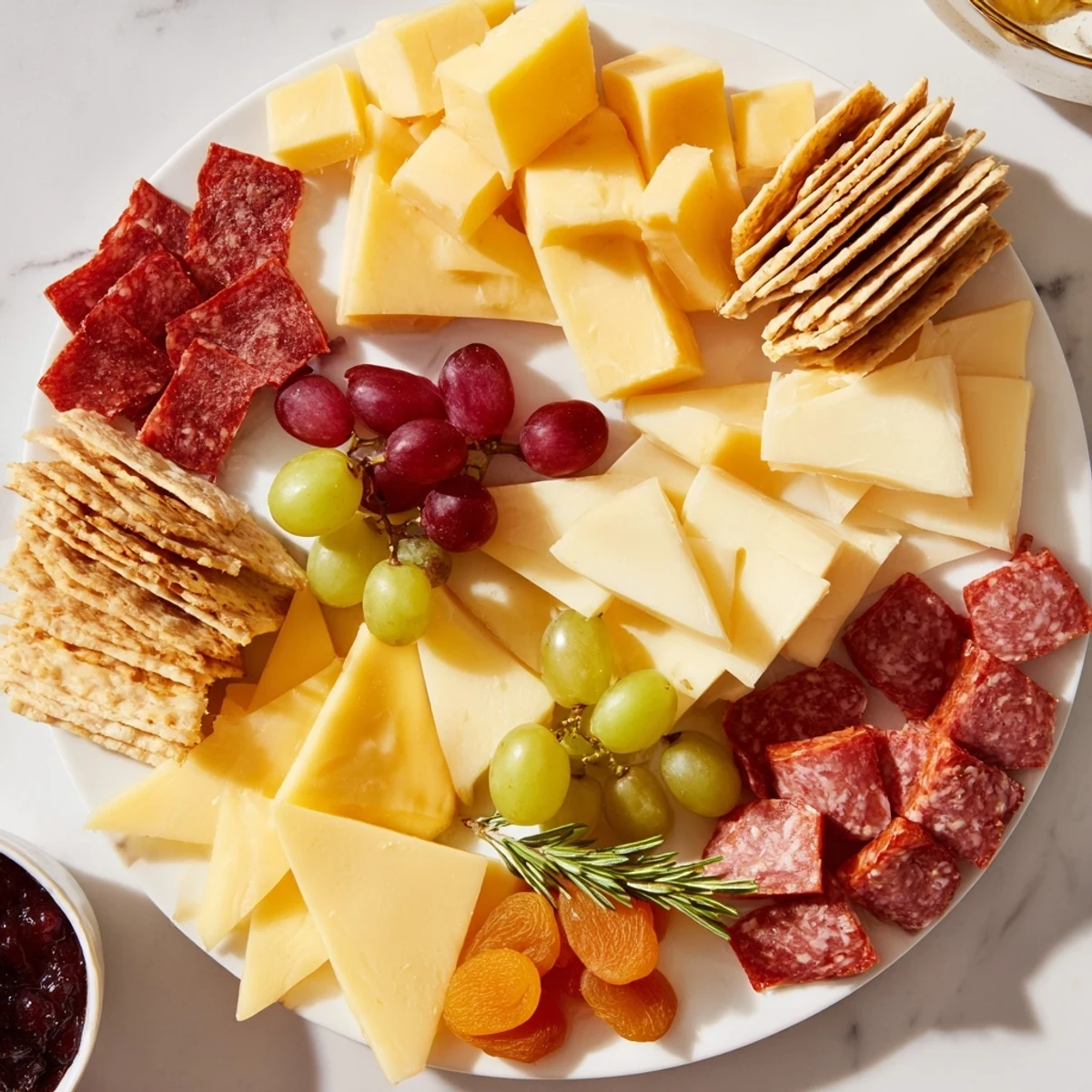 A modern Geometric Gala charcuterie board, displaying vibrant triangles and rhombus cheeses.