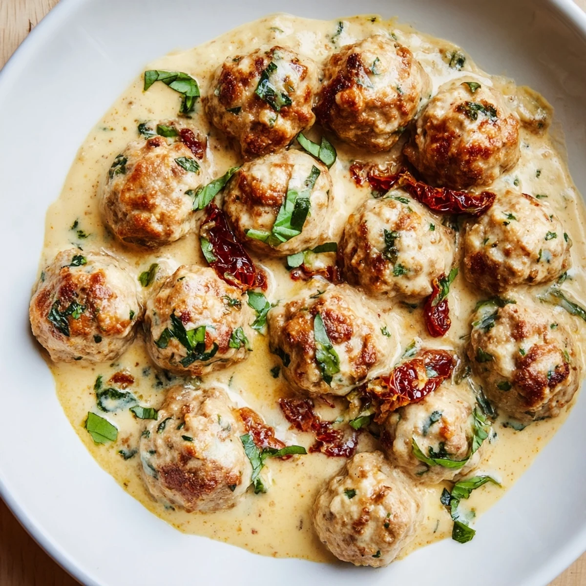 Warm, inviting image of Marry Me Chicken Meatballs with pasta, perfect for a comforting Italian meal.