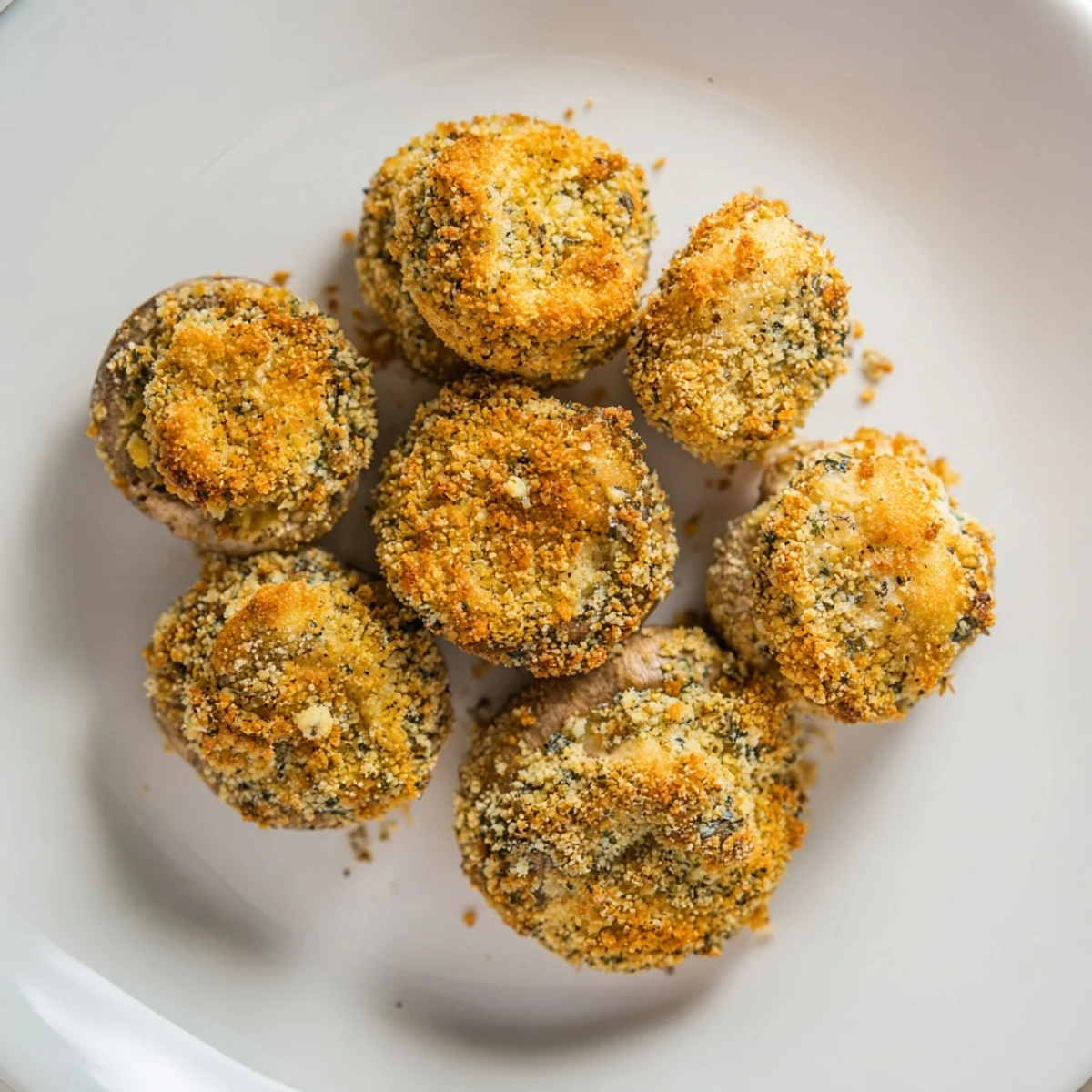 Golden, crispy Ranch-Seasoned Crispy Mushrooms fresh from the oven, ready to be served.