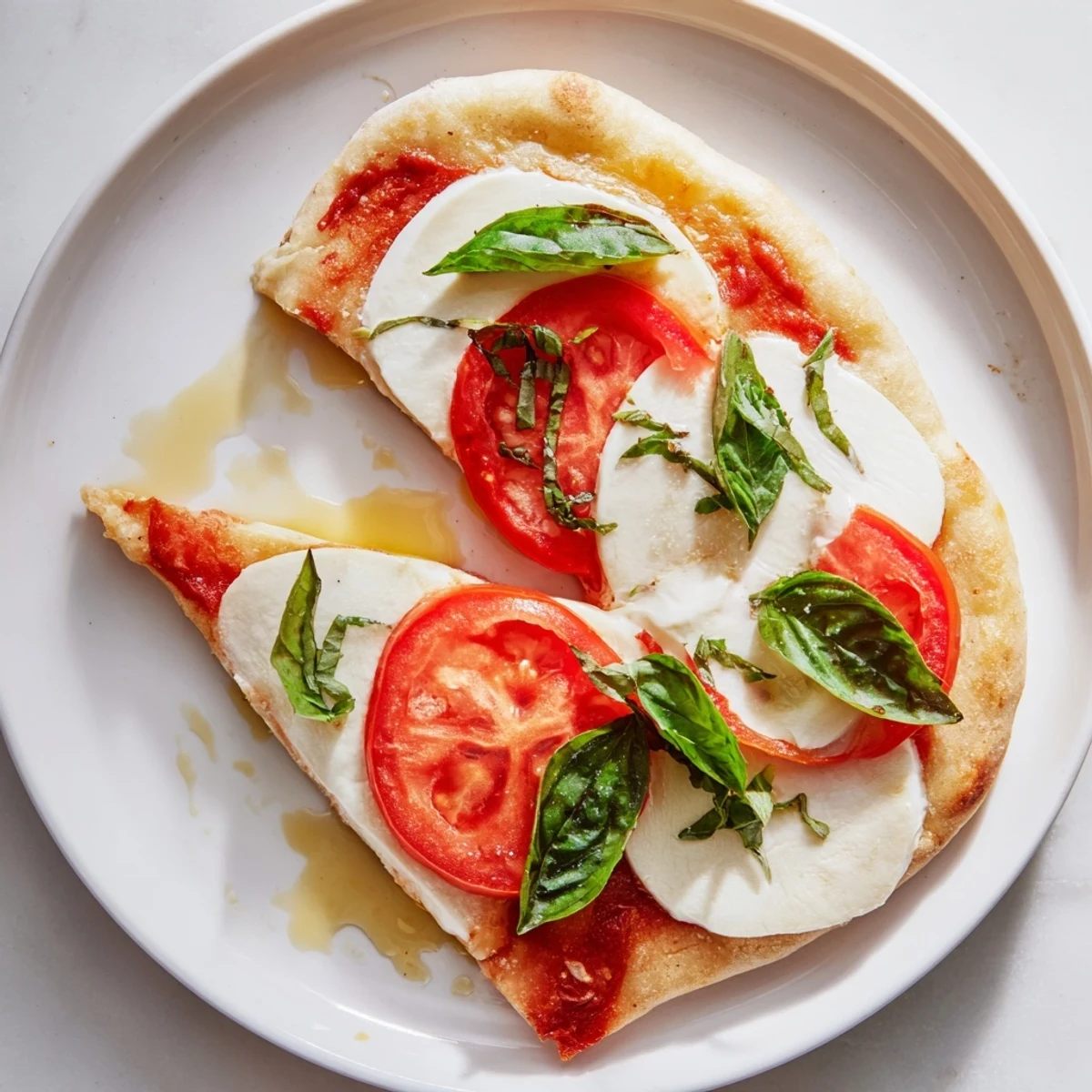 Easy homemade Quick Margherita Naan Pizza; imagine the vibrant colors of tomatoes and basil atop warm naan bread.