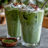 Erfrischender Mother's Day Iced Matcha Latte, gekrönt mit samtigem Vanilla Cold Foam.