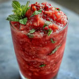 Schmeckt nach saftiger Wassermelone und Minze, dieser Wassermelonen-Minz-Frosé ist eine leichte Erfrischung.