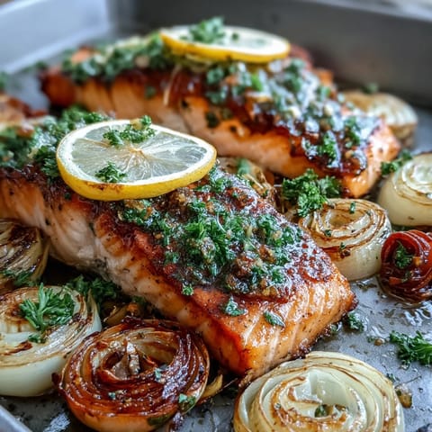 Lachs mit Lauch und Zwiebeln