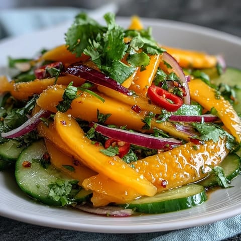 Mangosalat mit Limetten-Dressing: Buntes Salatbuffet mit Mango, Rotes Bete und Limettenspalen für eine leichte, vegane Mahlzeit.