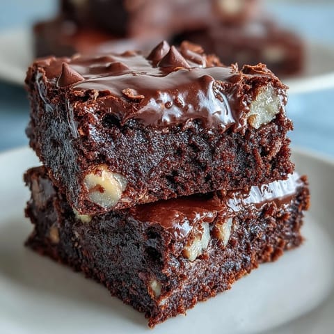 Ein Stück dieser proteinreichen Greek Yogurt Brownies neben einer Tasse Kaffee, perfekt für einen gemütlichen Nachmittag.