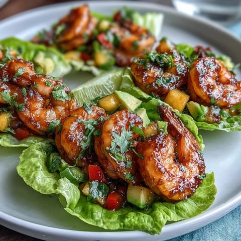 2. Frische Garnelen mit rauchigen Gewürzen angebraten, serviert in Salatbechern mit leuchtender Mango-Salsa und saftiger Limette für ein gesundes Essen.