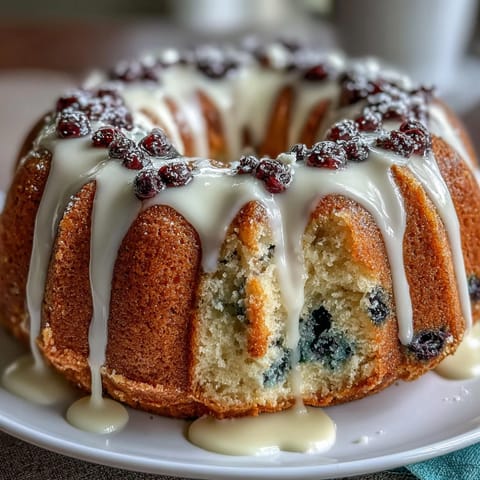 2. Zarte Mini Bundt Cakes mit fruchtigen Blaubeeren und zitronigem Aroma, serviert auf einem eleganten Kuchengitter.
