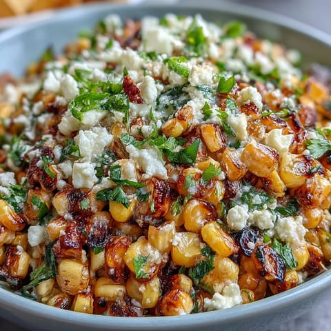 Hier sind drei einzigartige und SEO-optimierte ALT-Texte für ein Rezeptfoto für mexikanischen Street Corn Salad: