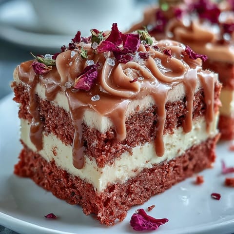 Rosa Rosé Velvet Kuchen mit glänzendem Goldsmith-Drip für besondere Anlässe.