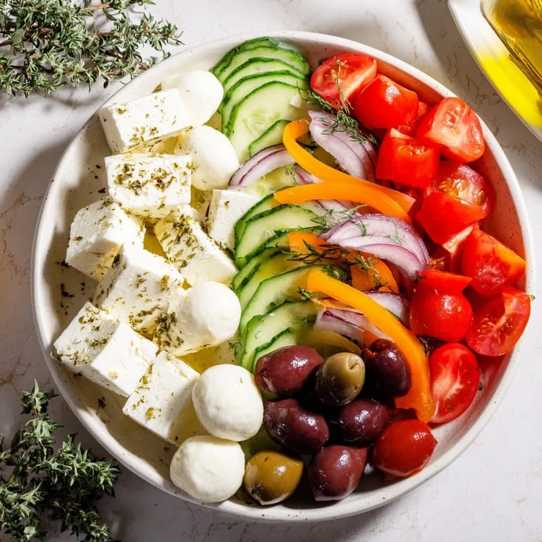 Vibrant arrangement of a Sun-Drenched Patio, perfect for sharing, filled with Mediterranean delights.
