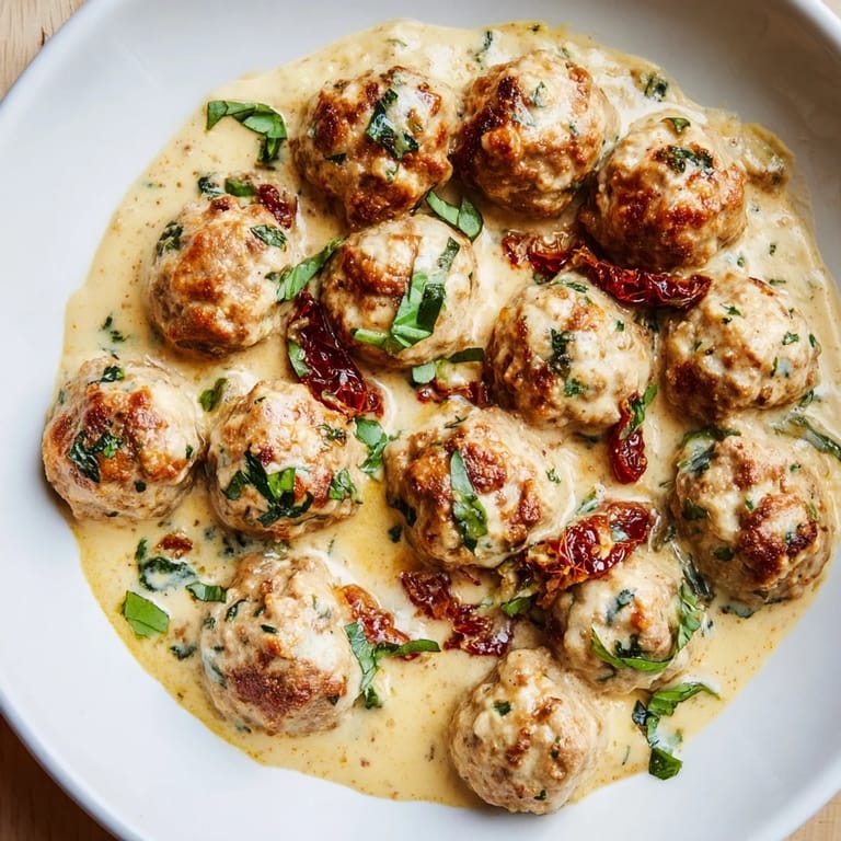 Warm, inviting image of Marry Me Chicken Meatballs with pasta, perfect for a comforting Italian meal.