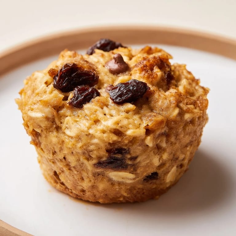 Warm, hearty baked oatmeal cups, showcasing melty chocolate chips after baking to perfection.