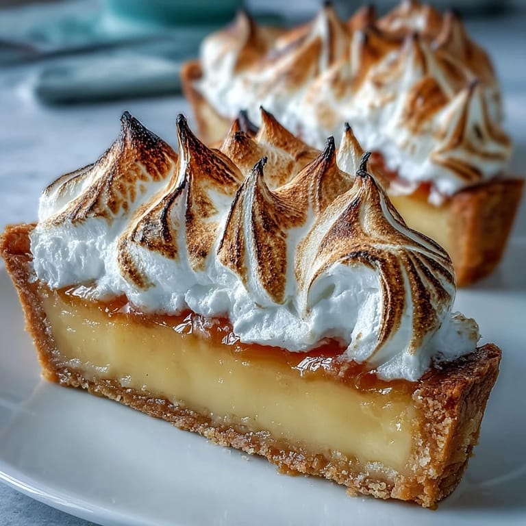 A slice of Lemon Meringue Pie reveals a bright yellow filling and crisp crust.