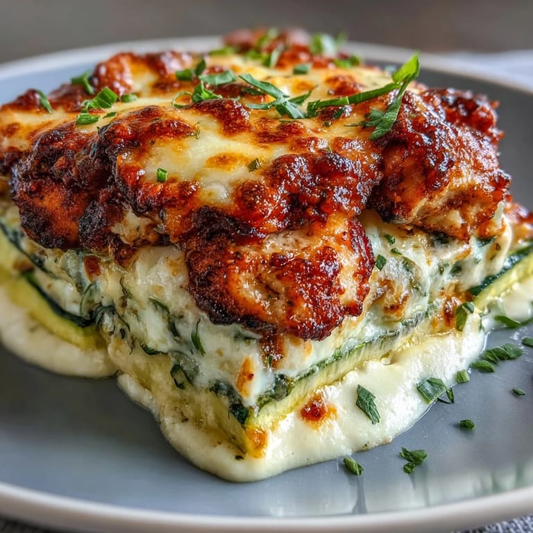 Creamy High Protein Chicken Zucchini Bake served warm for a healthy dinner.