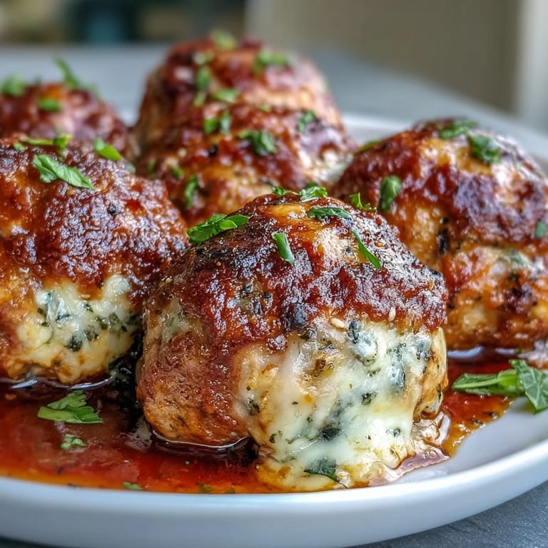 Goldbraune Hühnchen-Bällchen aus dem Ofen mit scharfer Würze, serviert mit Nudeln und frischem Parsley für das Abendessen.