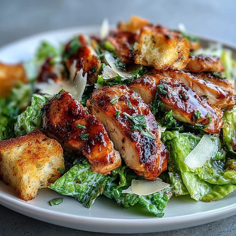 Frische Caesar-Salat-Variante mit zartem Hähnchen, säuerlichem Joghurt-Dressing und goldbraunen Sauerteig-Croûtons.
