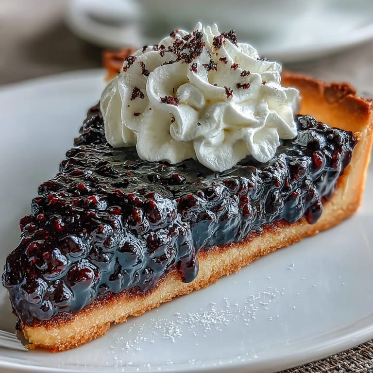 1. Schwarze Johannisbeer-Tarte mit knusprigem Mürbeteig, fruchtiger Johannisbeercreme und luftiger Sahnehaube.