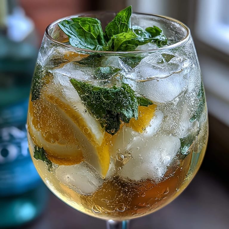 Leuchtend zitroniger Mocktail mit Sprudelwasser und frischer Minze