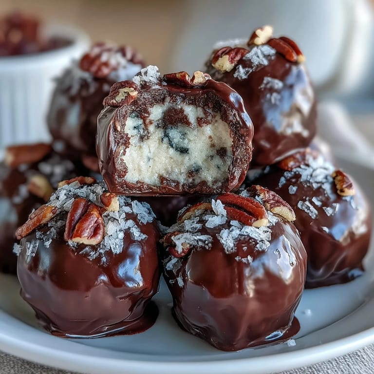 1. Dekadente Kentucky Derby Bourbon Balls mit reichhaltiger Schokolade, knackigen Pekannüssen und einem Hauch Bourbon – perfekt für festliche Anlässe.