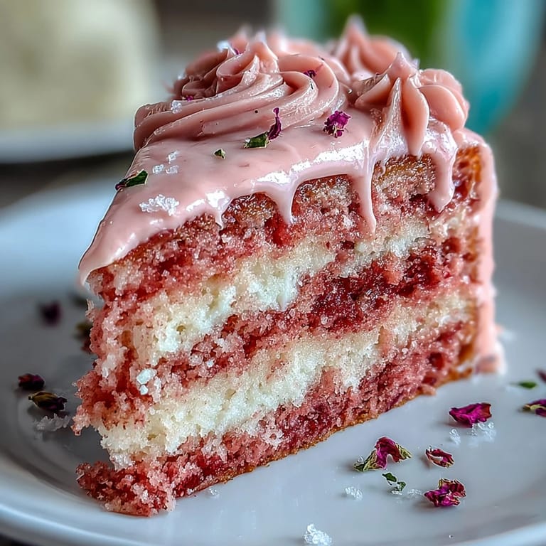 Perfekter Rosé Velvet Cake, bereit für ein Brautfest mit goldener Veredelung.