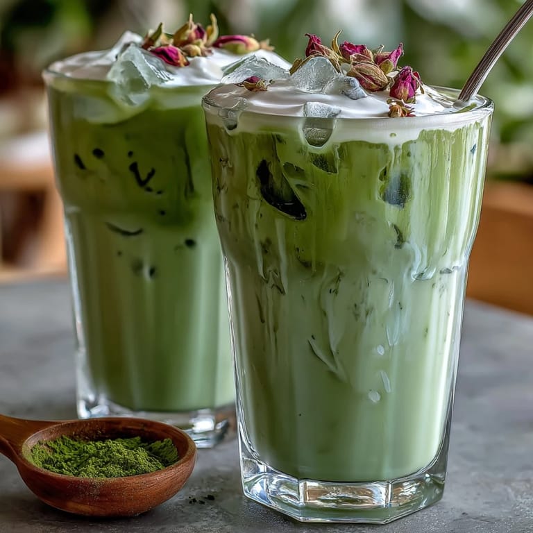 Erfrischender Mother's Day Iced Matcha Latte, gekrönt mit samtigem Vanilla Cold Foam.