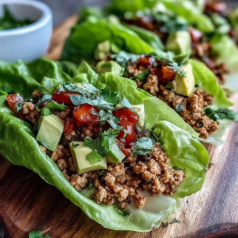 Herzhafte, kohlenhydratarme Truthahn-Taco-Salatblätter, perfekt als schnelles Abendessen.