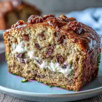 1. Feuchter, proteinreicher Bananenbrot mit griechischem Joghurt, goldbraun gebacken und mit Walnüssen garniert.  